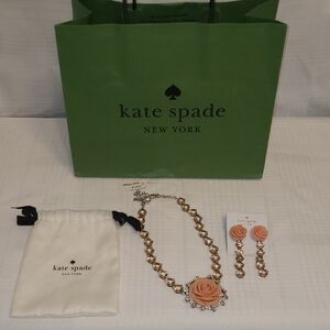 Kate Spade Artisanal Blush Rose Collar Necklace & Drop Earrings Set NWT PLS READ